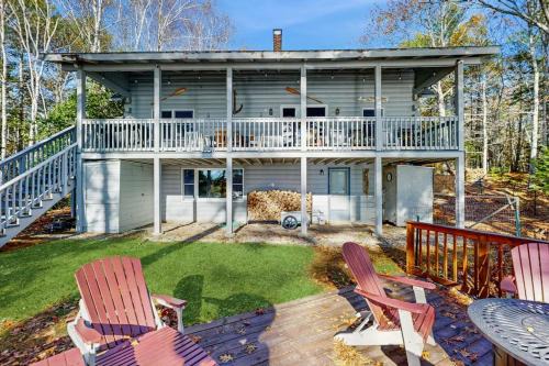 Wiscasset House | Charming riverfront home with cozy interiors, dock, and scenic deck views