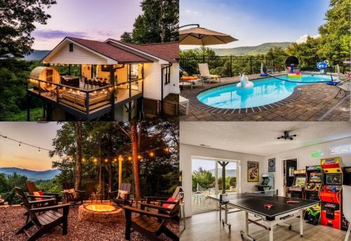 Fairview House | Heated Pool Open! Mountain Views! HotTub! Sauna! Arcade