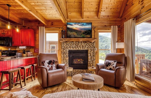 Smoky Mountains Cabin | Breathtaking Smoky Mountain Views-Hot Tub-Porch Swing-Refined Rustic Retreat