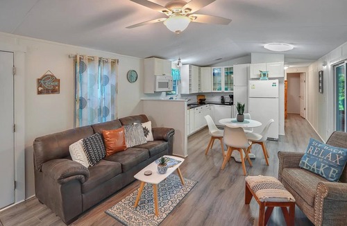 Goodview House | Lake front, cozy 2-bedroom 2-bath mobile home great views, large yard, 3 decks.