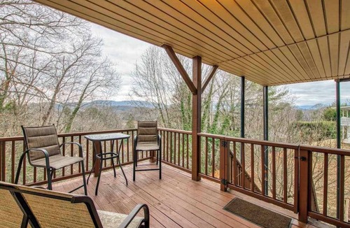 Lake Junaluska House | Lower-level lake retreat with mountain views, pool, central AC, deck, grill