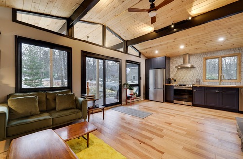 Lake Harmony House | The LoveShack- MidCenturyModern w hot tub in the Poconos!