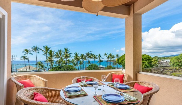 Aloha Condos, Beach Villas at Kahaluu, Villa 1-202, Beach View, AC
