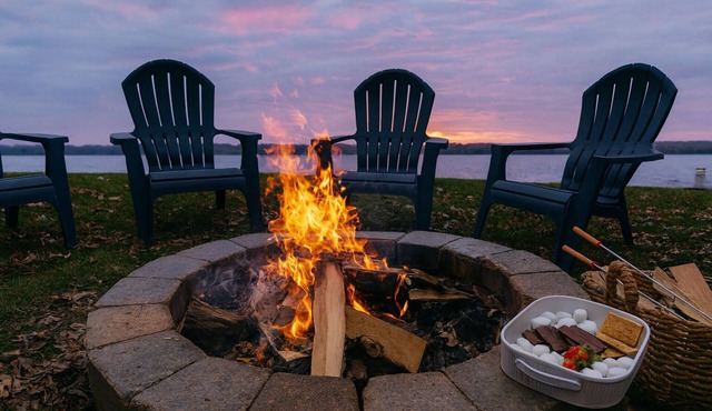 SPACIOUS and Stylish Lakefront Retreat, STUNNING Views, Firepit!